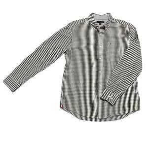 Tommy Hilfiger Mens L Blue White Gingham Button Down Shirt Classic Preppy